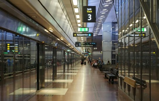 Modern train station with waiting area